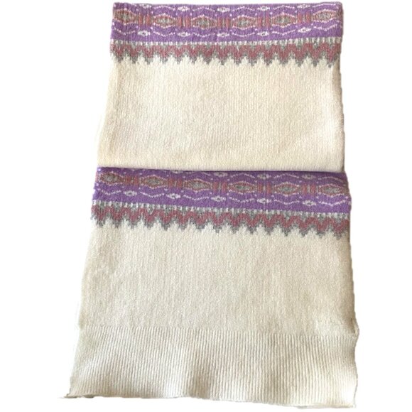 Talbots Accessories - 😊TALBOTS Womens Classic Norwegian Pattern Knit Scarf Purple White Gray Pink NWT